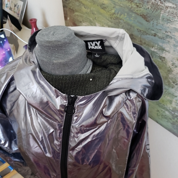 IVY PARK Jackets & Coats | Ivy Park Silver Crop Jacket With Hood | Poshmark